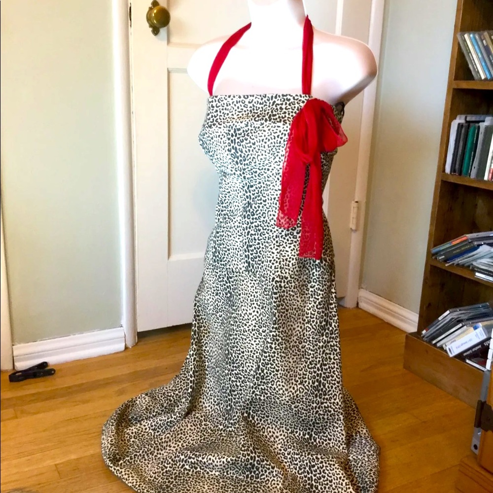 Retro vintage leopard print rockabilly dress